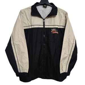 Prairie Mountain Windbreaker Jacket Mens 2XL Black Cream Zip Outdoors Alaska Y2K